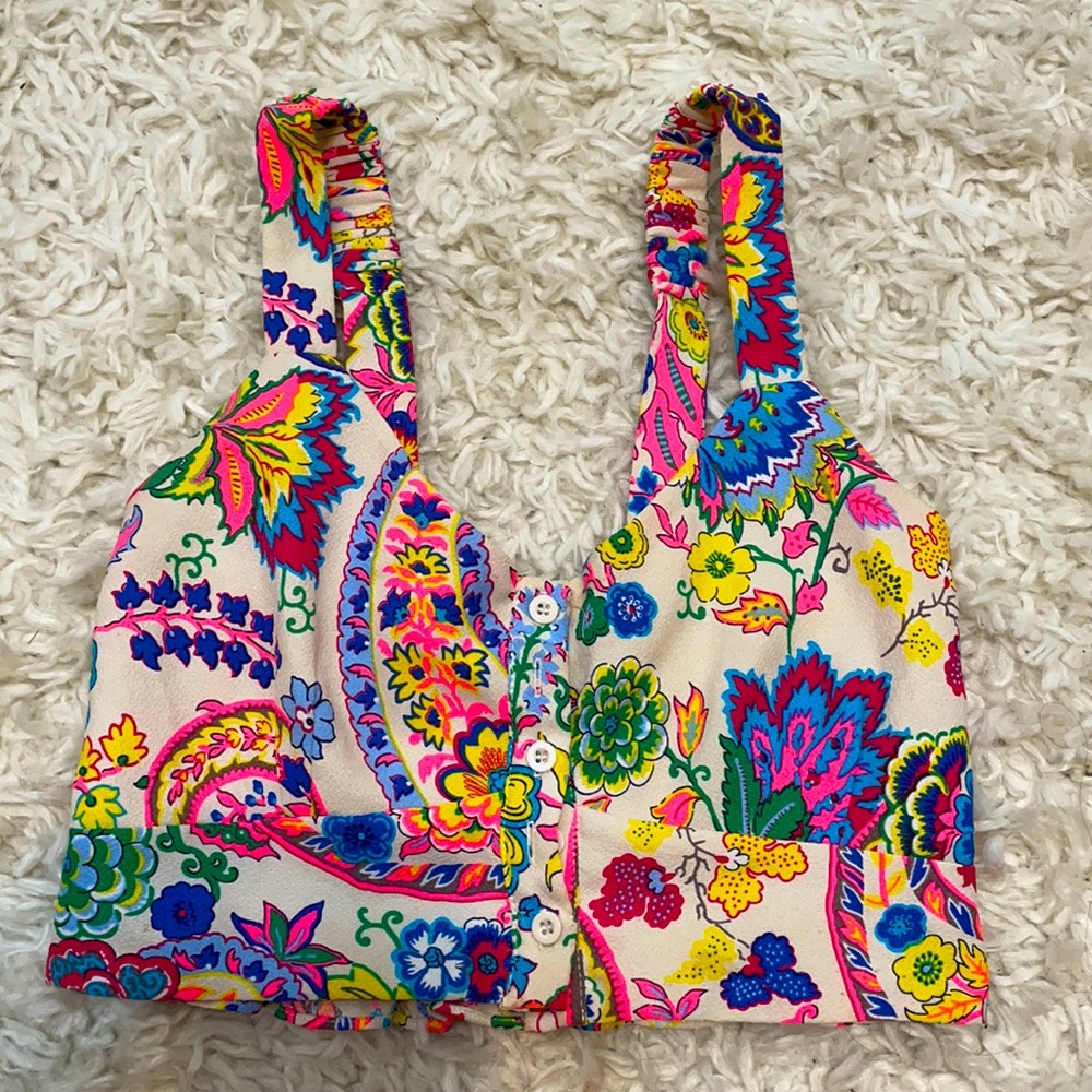 Flower print crop top